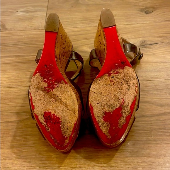 Grey Metallic Louboutin Wedges - Picture 3 of 3